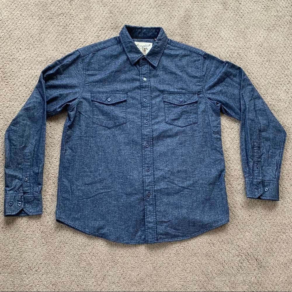 Mens Coastal Navy Blue Button Down